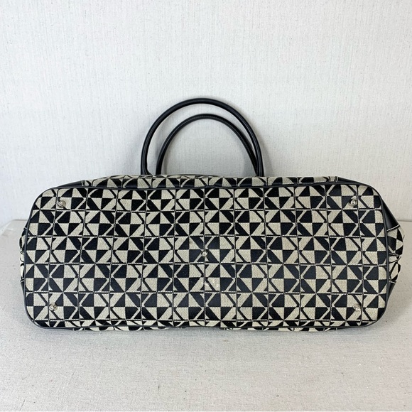 Maxx New‎ York Black Faux Leather and Geometric Print Fabric Travel/Tote Bag - Picture 12 of 13